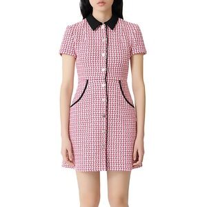 Maje Houndstooth Pink Dress